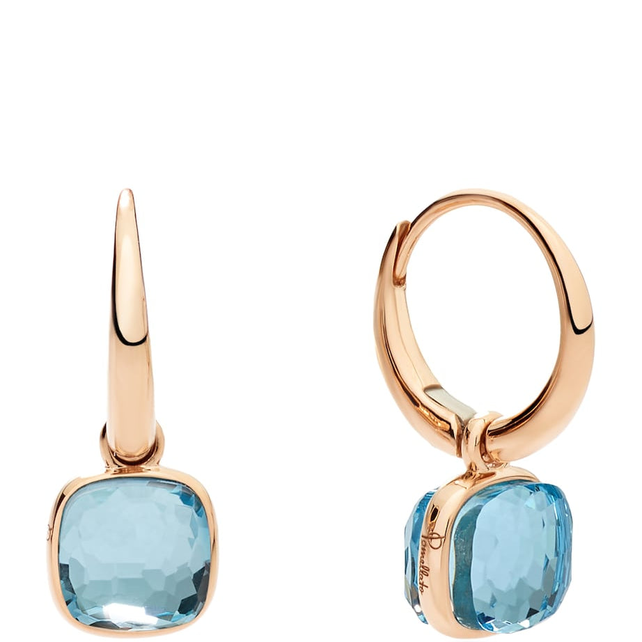 Rose Gold and Blue Topaz Nudo Earrings