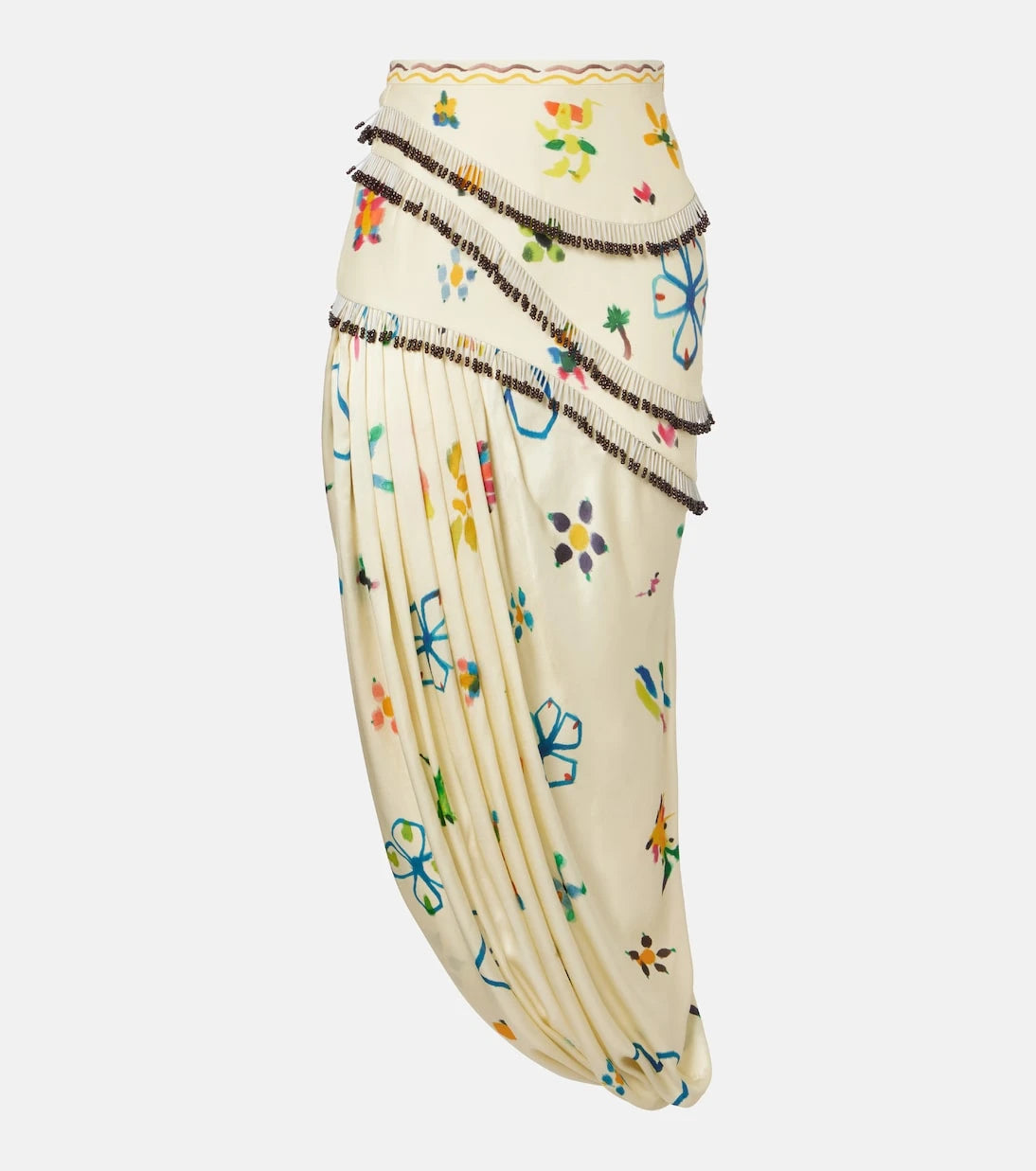 Alémais - Sidi embellished linen-blend midi skirt
