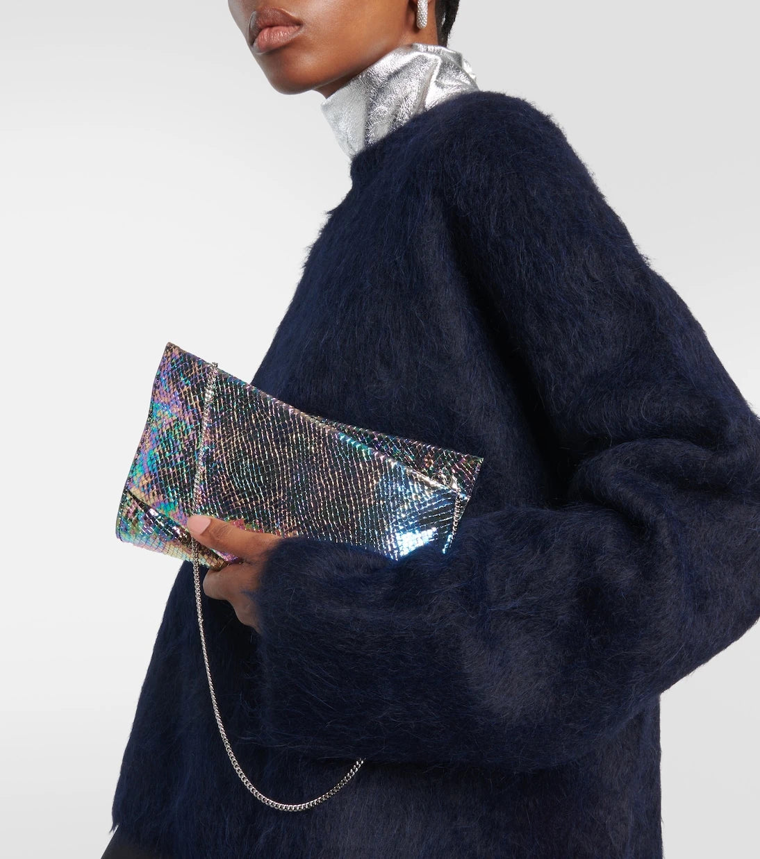 Christian Louboutin - Loubitwist snake-effect leather clutch