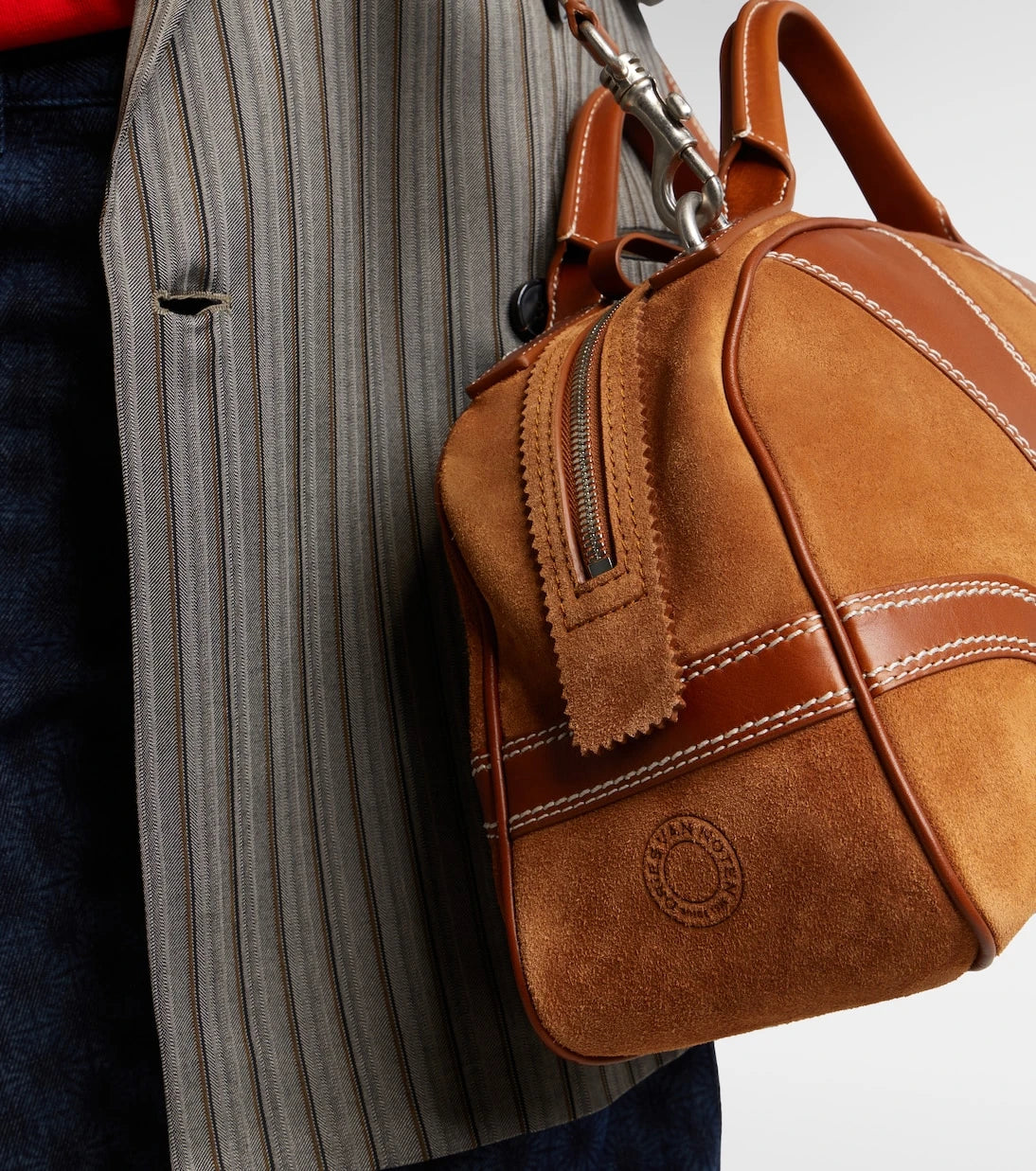 Dries Van Noten - Leather-trimmed suede top-handle bag