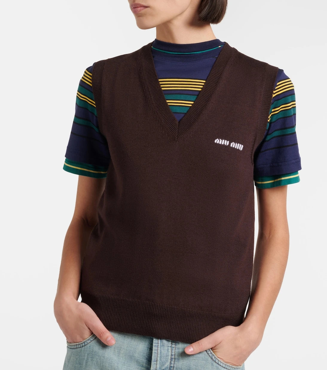Miu Miu - Logo virgin wool sweater vest
