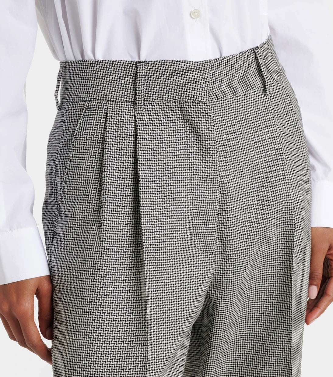 بلازيه ميلانو - بنطلون بقصة مستقيمة بنقشة الخطوط المتعرجة (Houndstooth)