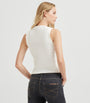 Brunello Cucinelli Beige Cotton Ribbed Tank Top