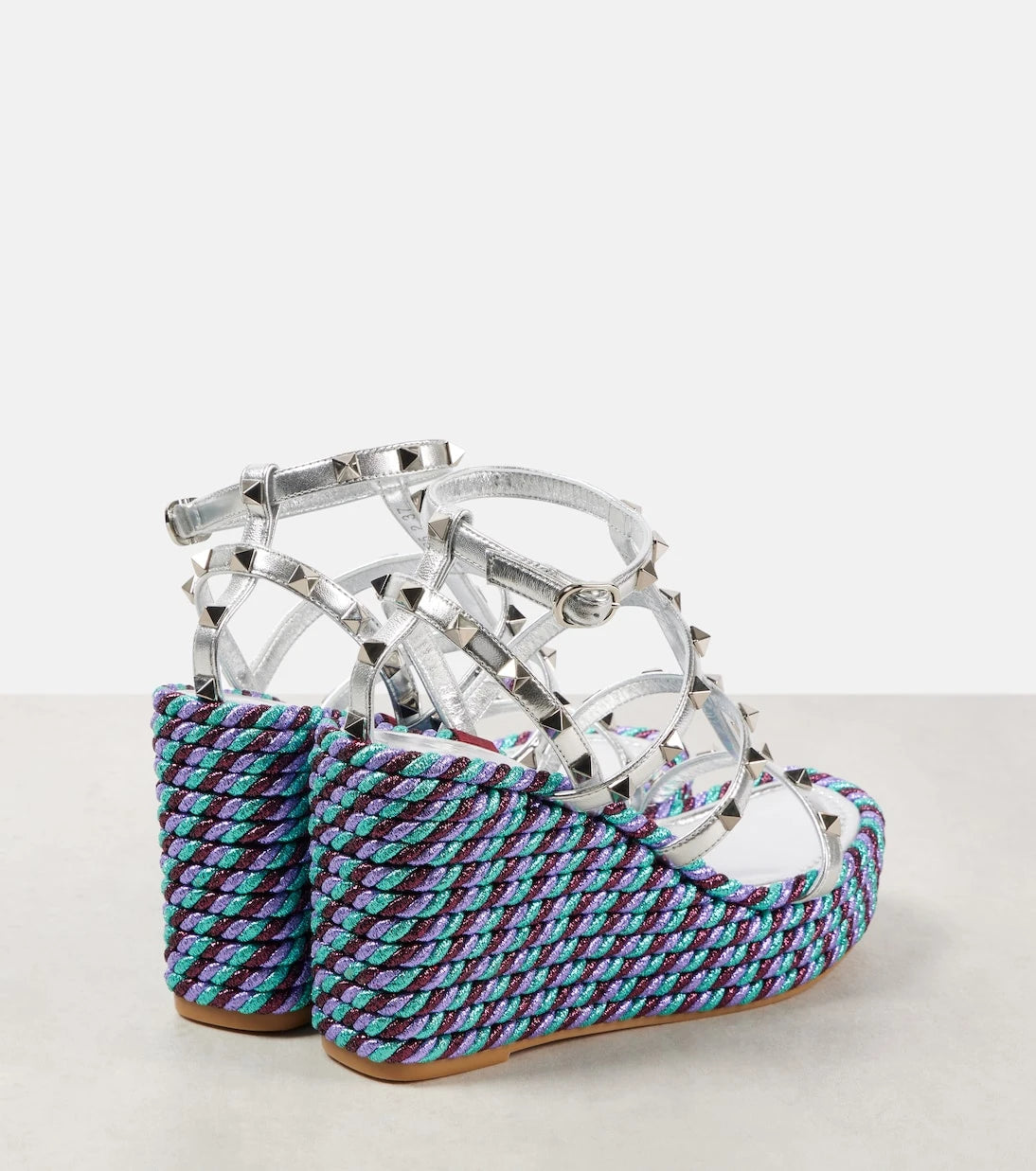Valentino Garavani - Rockstud leather espadrille wedges