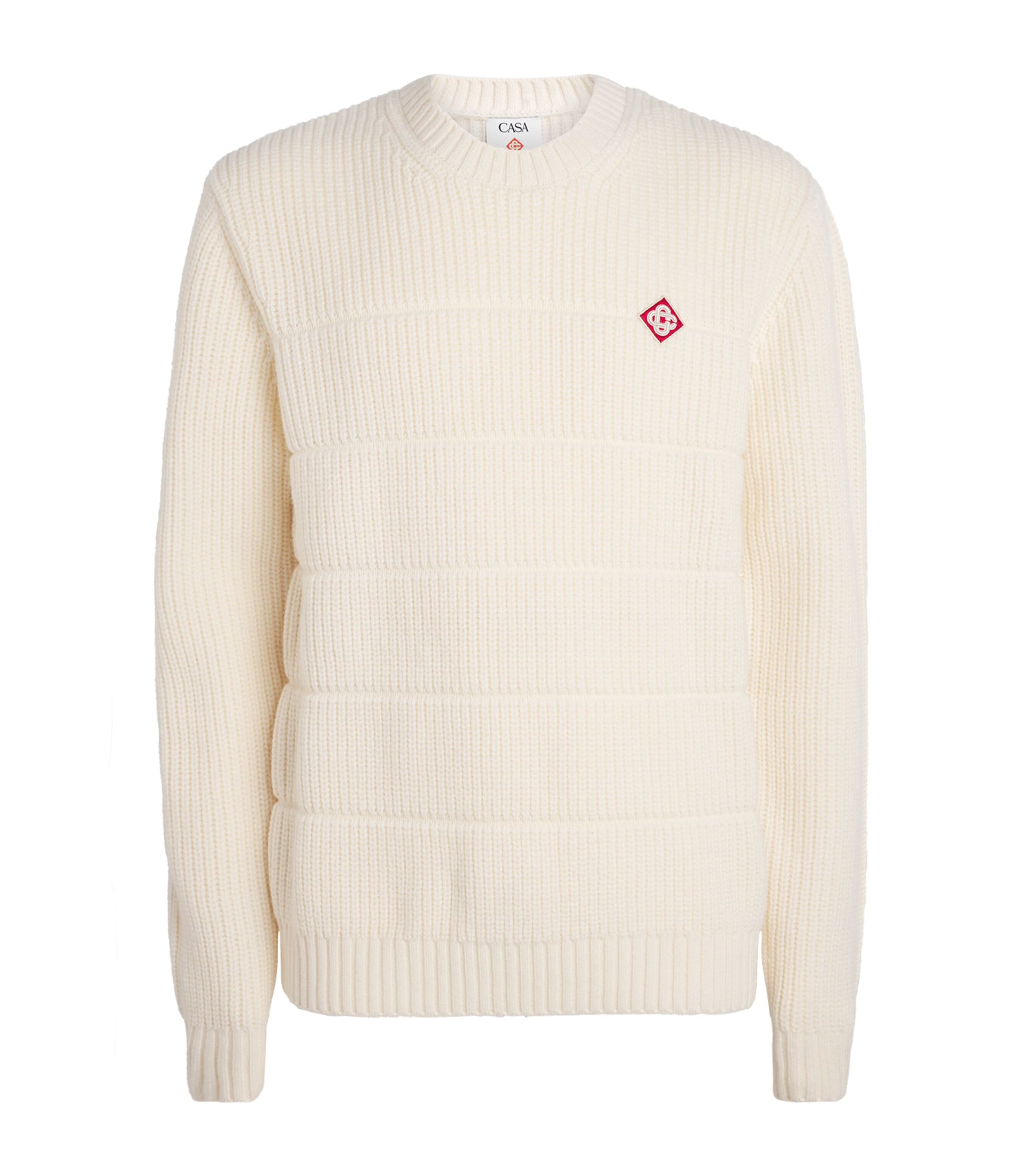 Casablanca White Merino Wool Padded Sweater