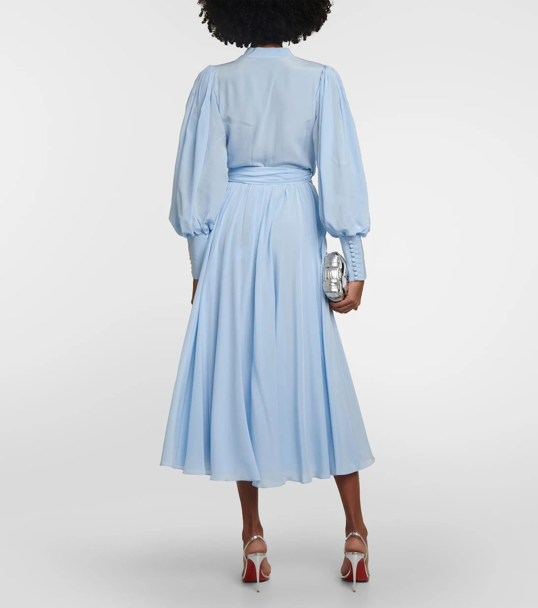 Costarellos - Draped silk midi dress