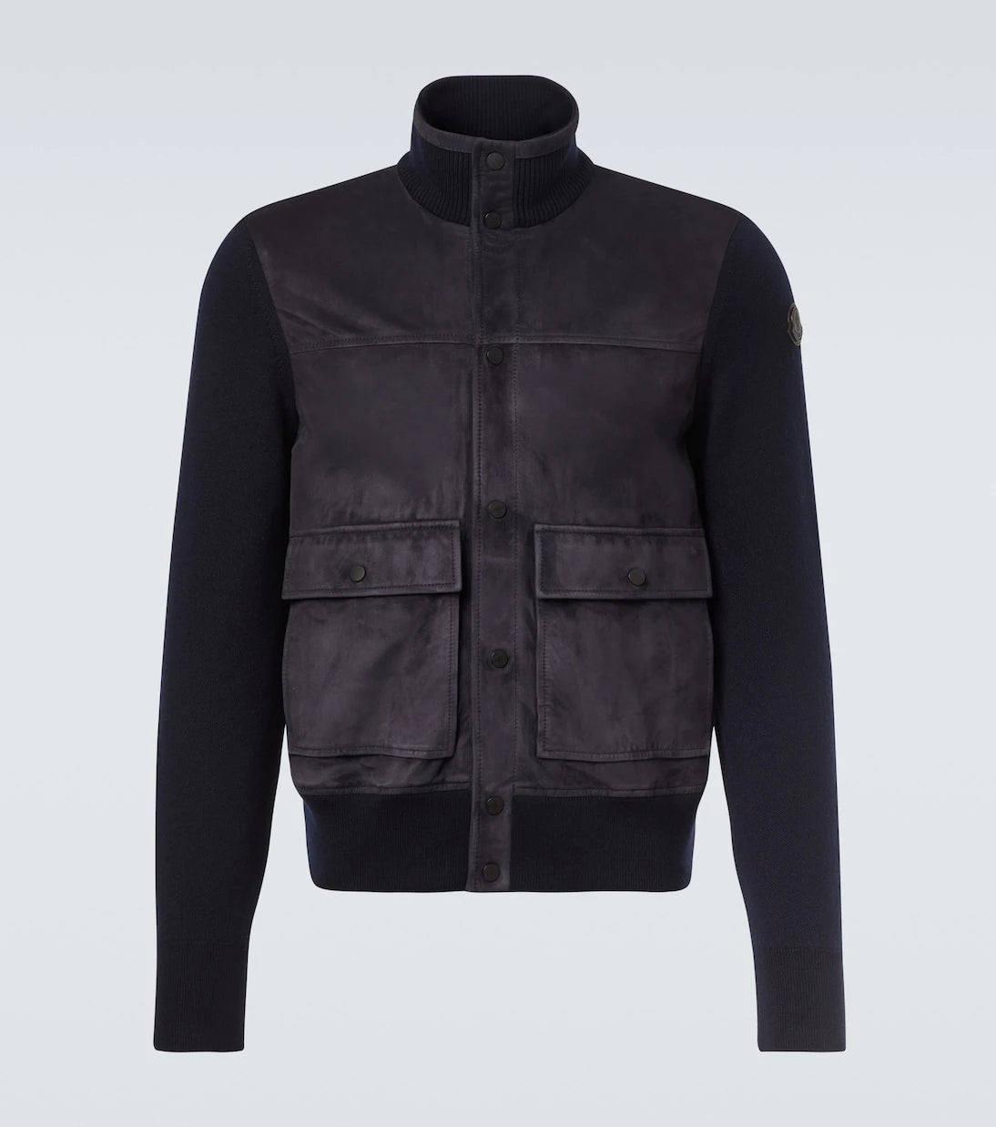 Moncler - Paneled suede and wool jacket