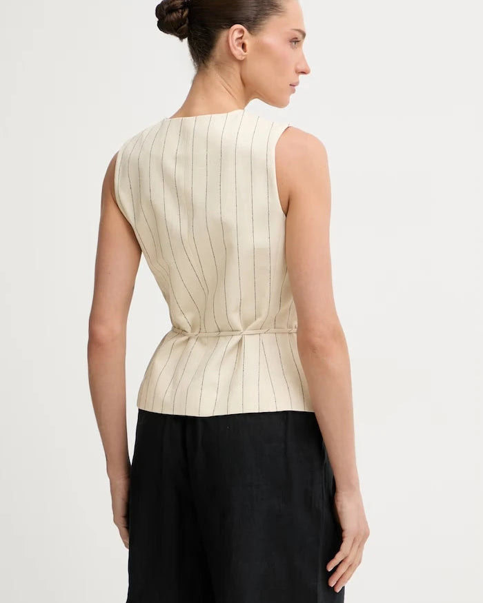rag & bone tek düğmeli, keten karışımlı kadın yeleği Paulette
