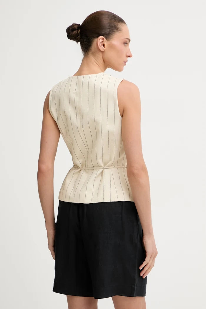 rag & bone tek düğmeli, keten karışımlı kadın yeleği Paulette