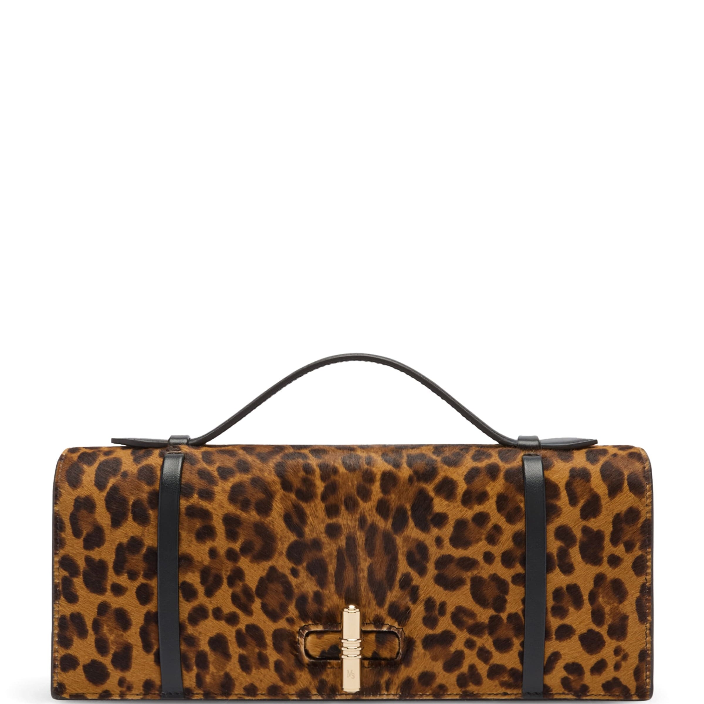 Malone Souliers Brown Leopard Calf Hair May Clutch Bag