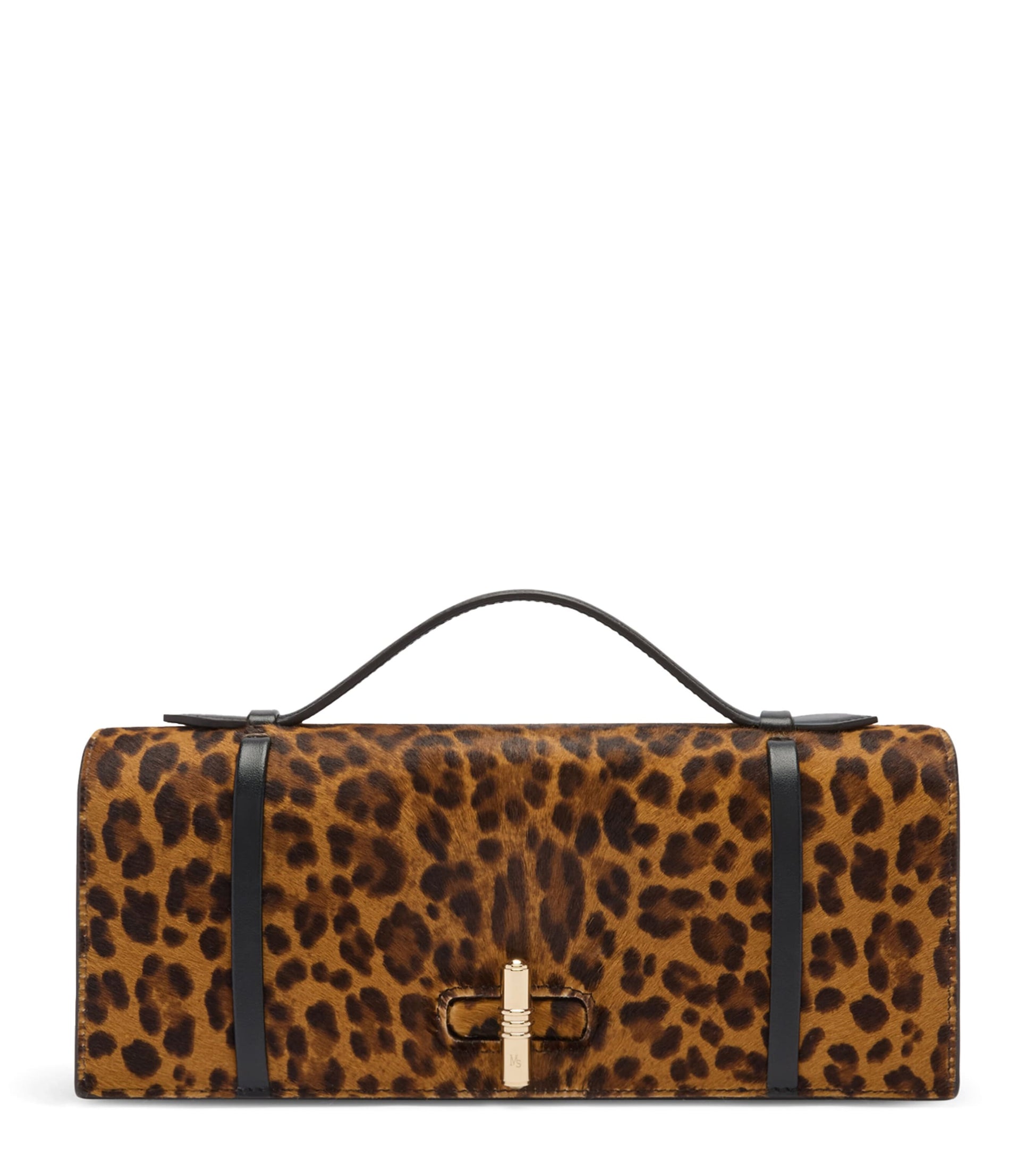 Malone Souliers Brown Leopard Calf Hair May Clutch Bag