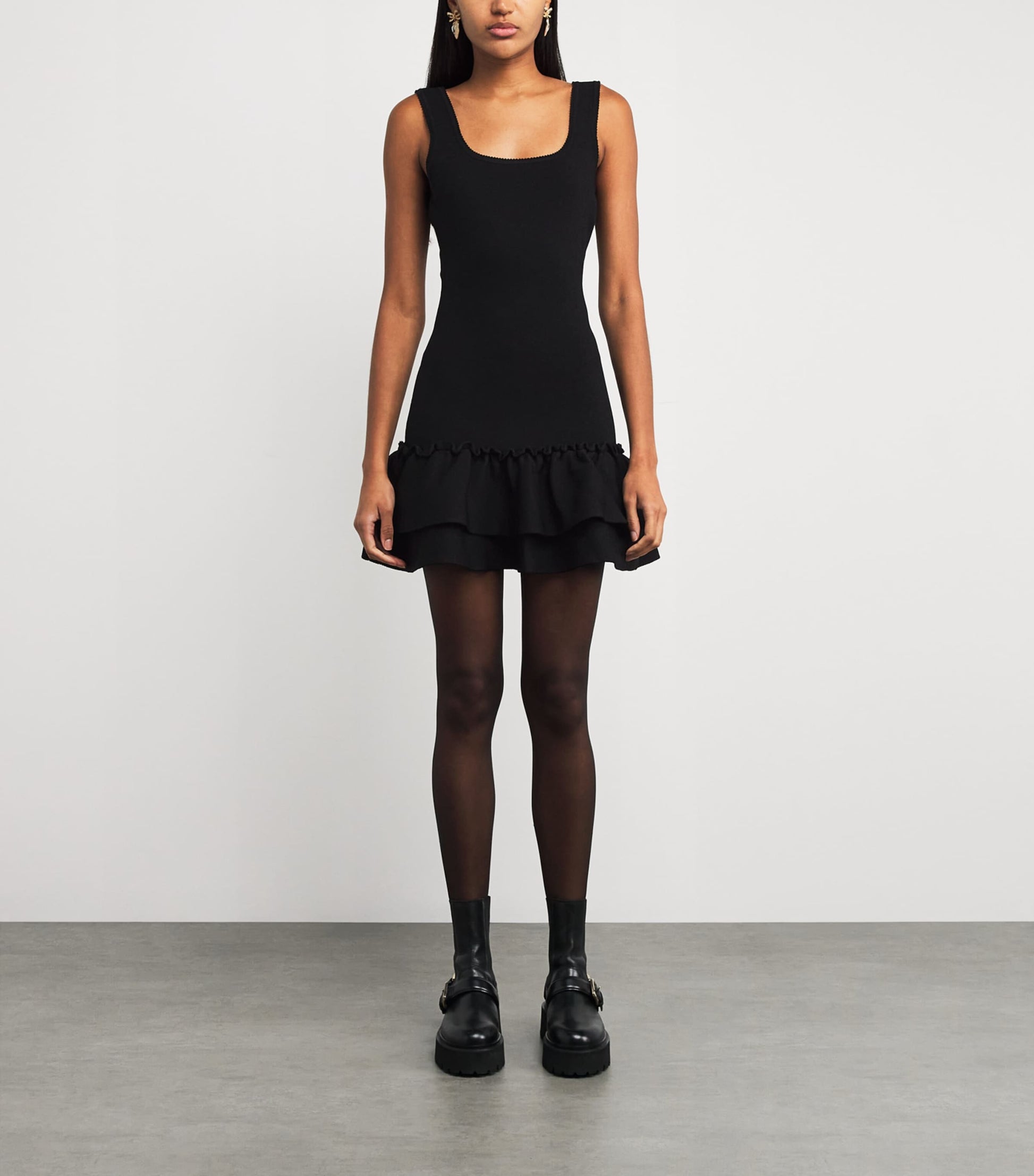 Sandro Paris Black Ruffled Mini Dress