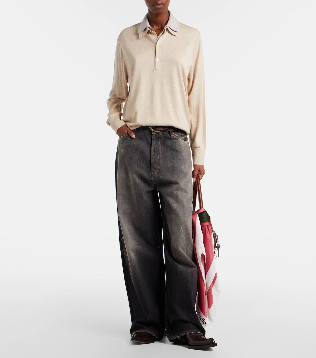 Acne Studios - Silk, wool, and cashmere polo sweater