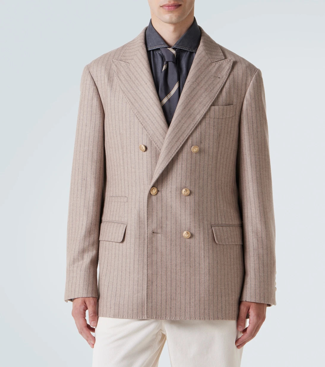 Brunello Cucinelli - Striped cashmere and silk blazer