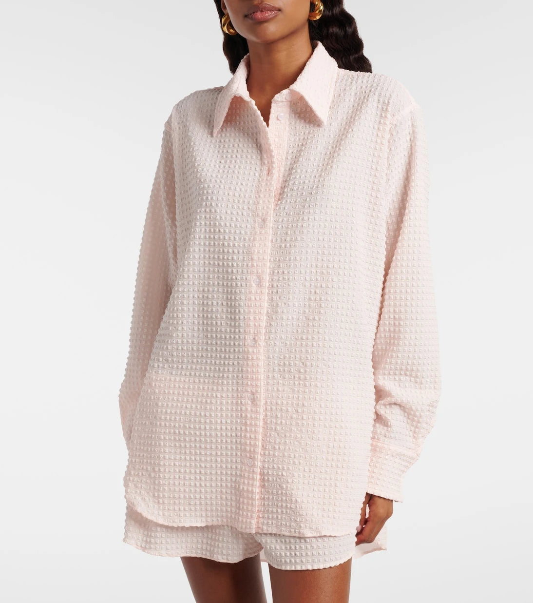 Hunza G - Resort checked seersucker shirt