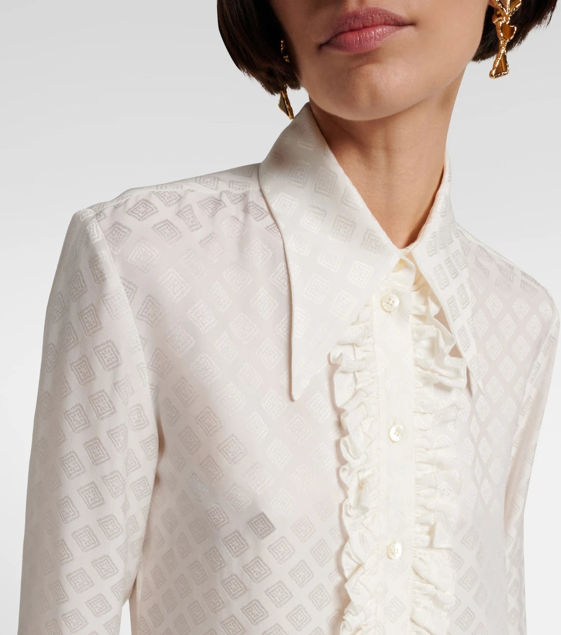Etro - Printed silk-blend satin blouse