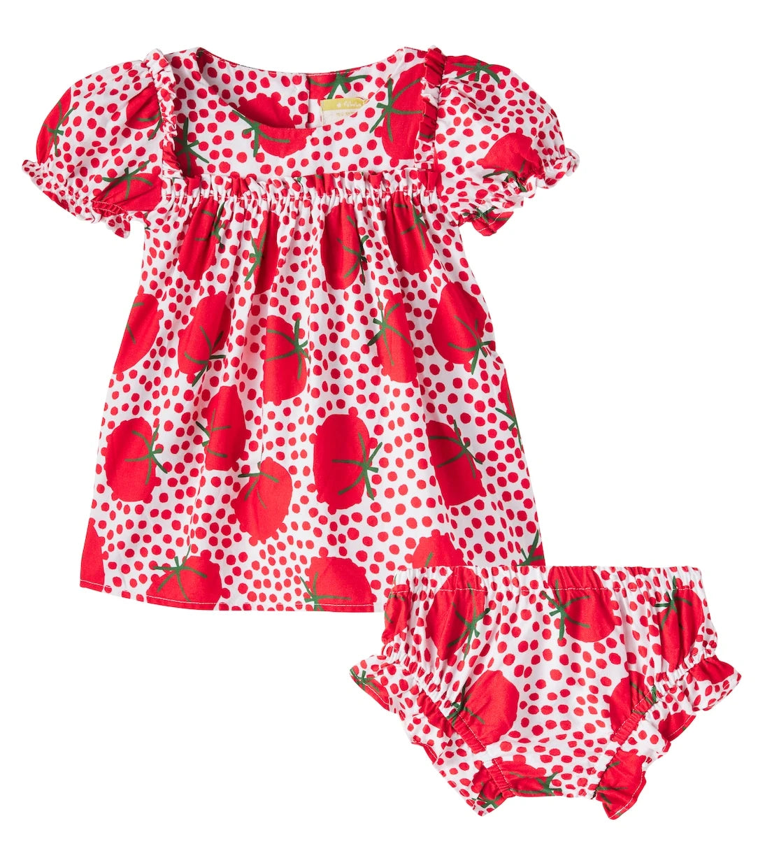 Fábula - Baby printed cotton dress and bloomers set