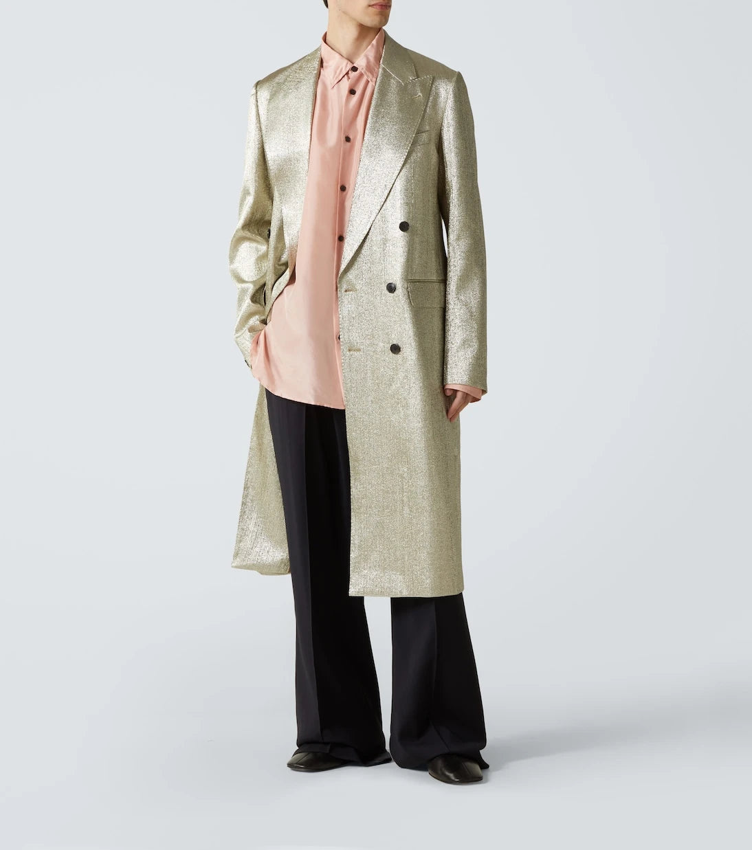Dries Van Noten - Double-breasted lamé coat