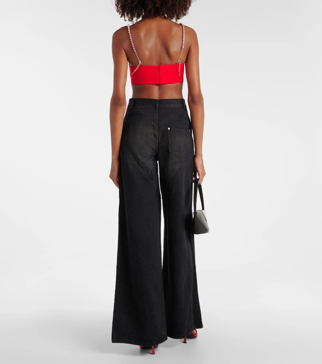 Area - Crystal-embellished wide-leg jeans