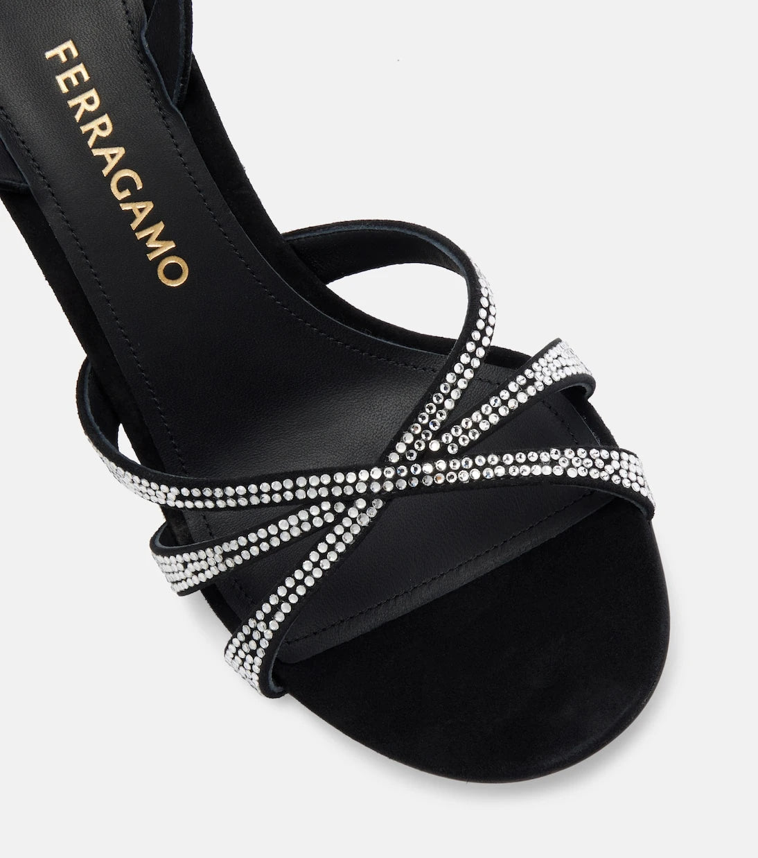 Ferragamo - 90 crystal-embellished suede sandals