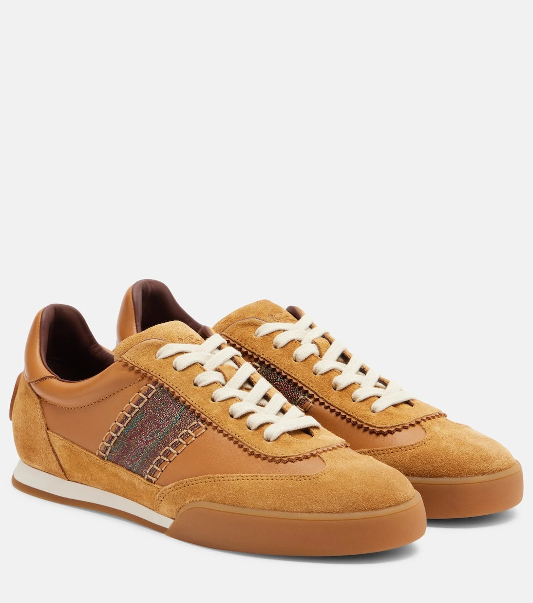 Etro - Pegaso suede-trimmed leather sneakers