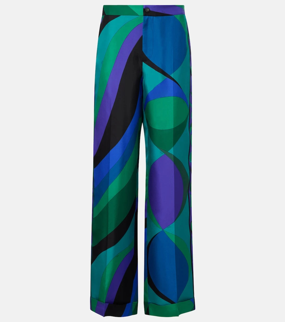 Pucci - Desenli ipek geniş paça pantolon