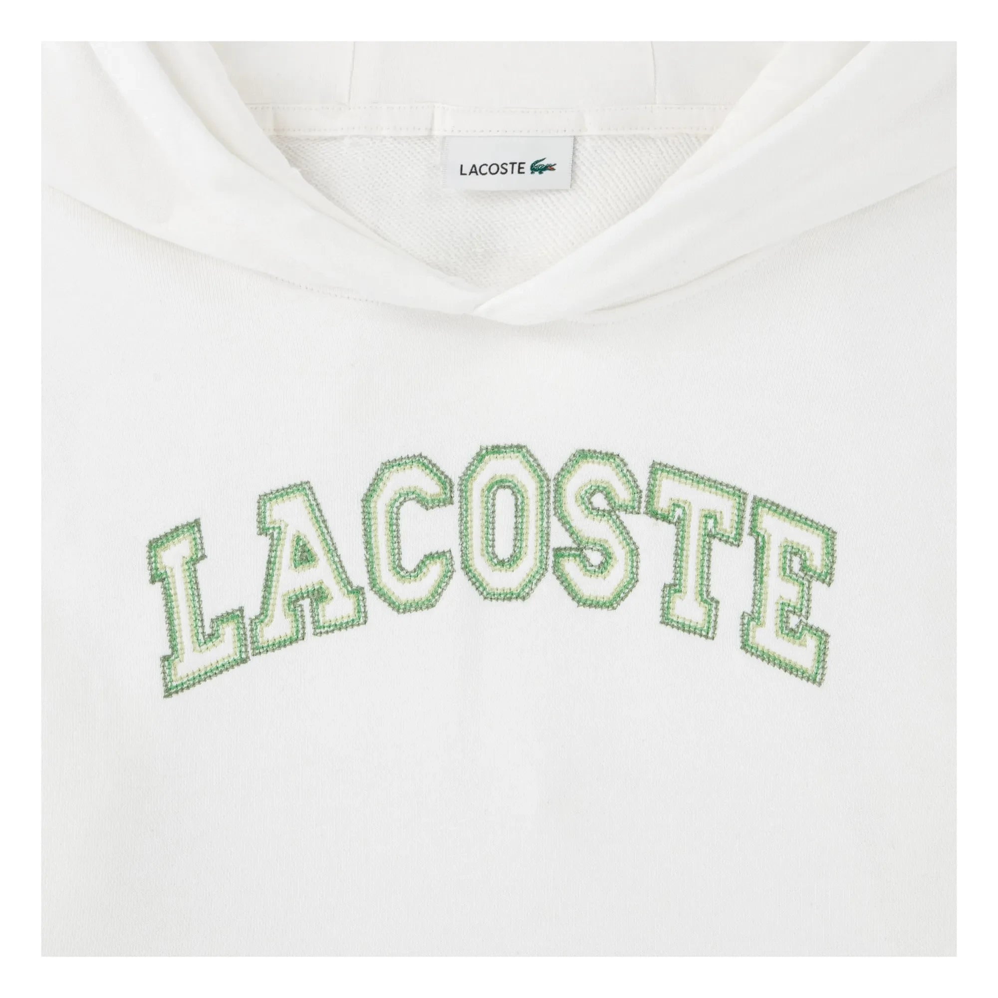 Lacoste - Logo embroidered hoodie Organic cotton | White