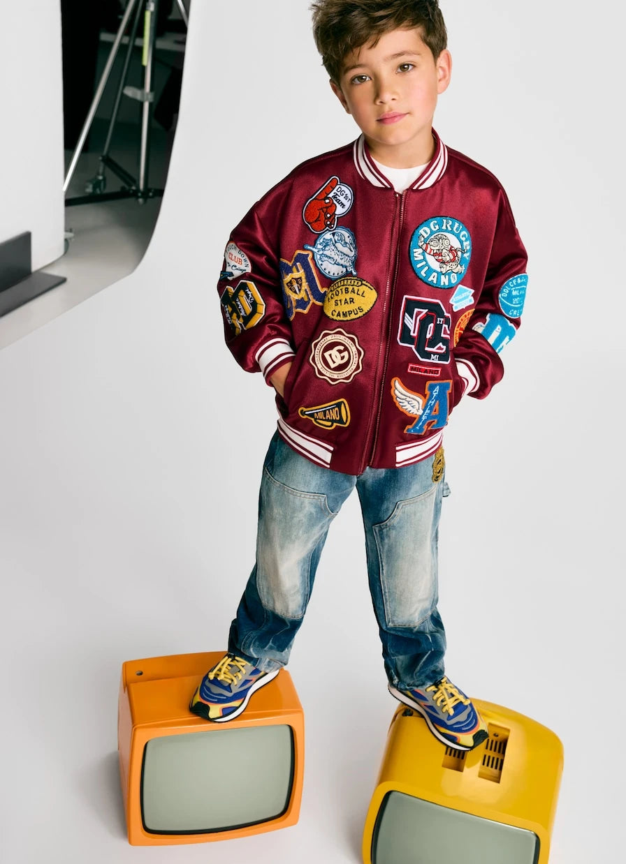 Dolce&Gabbana Kids - DG patch-appliqué varsity jacket