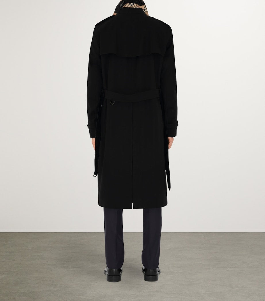 Burberry Black Long Kensington Heritage Trench Coat