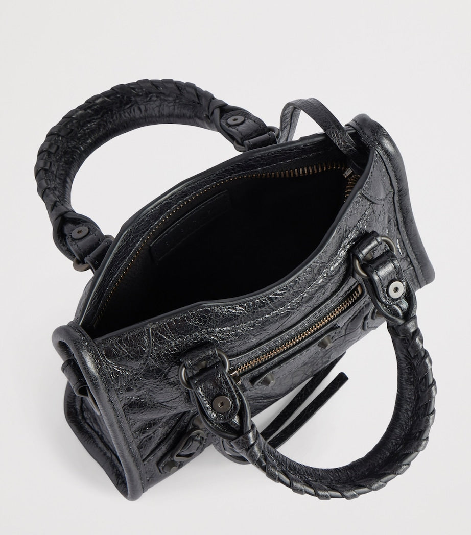 Balenciaga Black Nano Leather Le City Top-Handle Bag