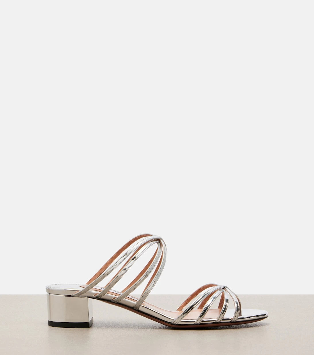 Aquazzura - Tell Me mirrored leather mules