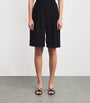 Stylein Black Crepe Pleated Bore Shorts