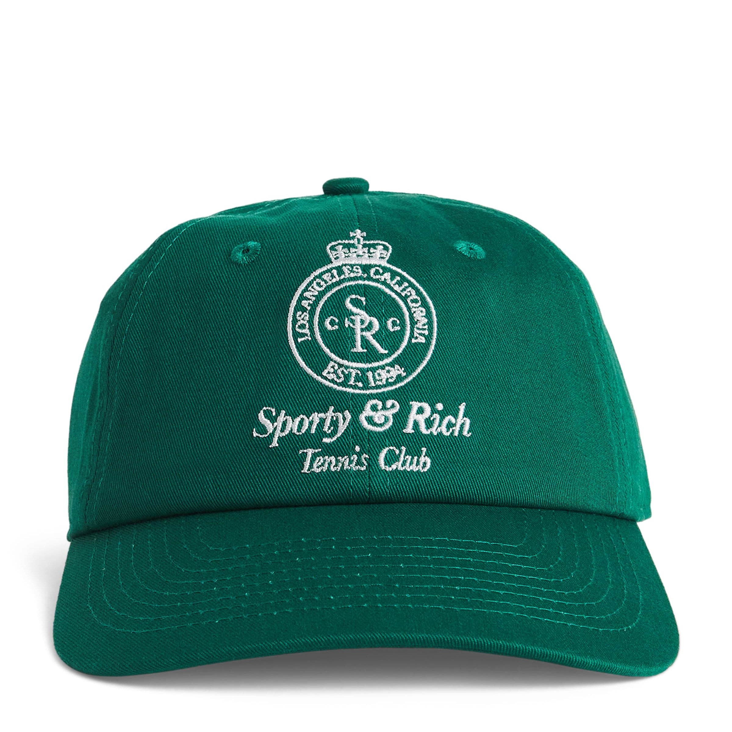 Green Cotton Embroidered Baseball Cap
