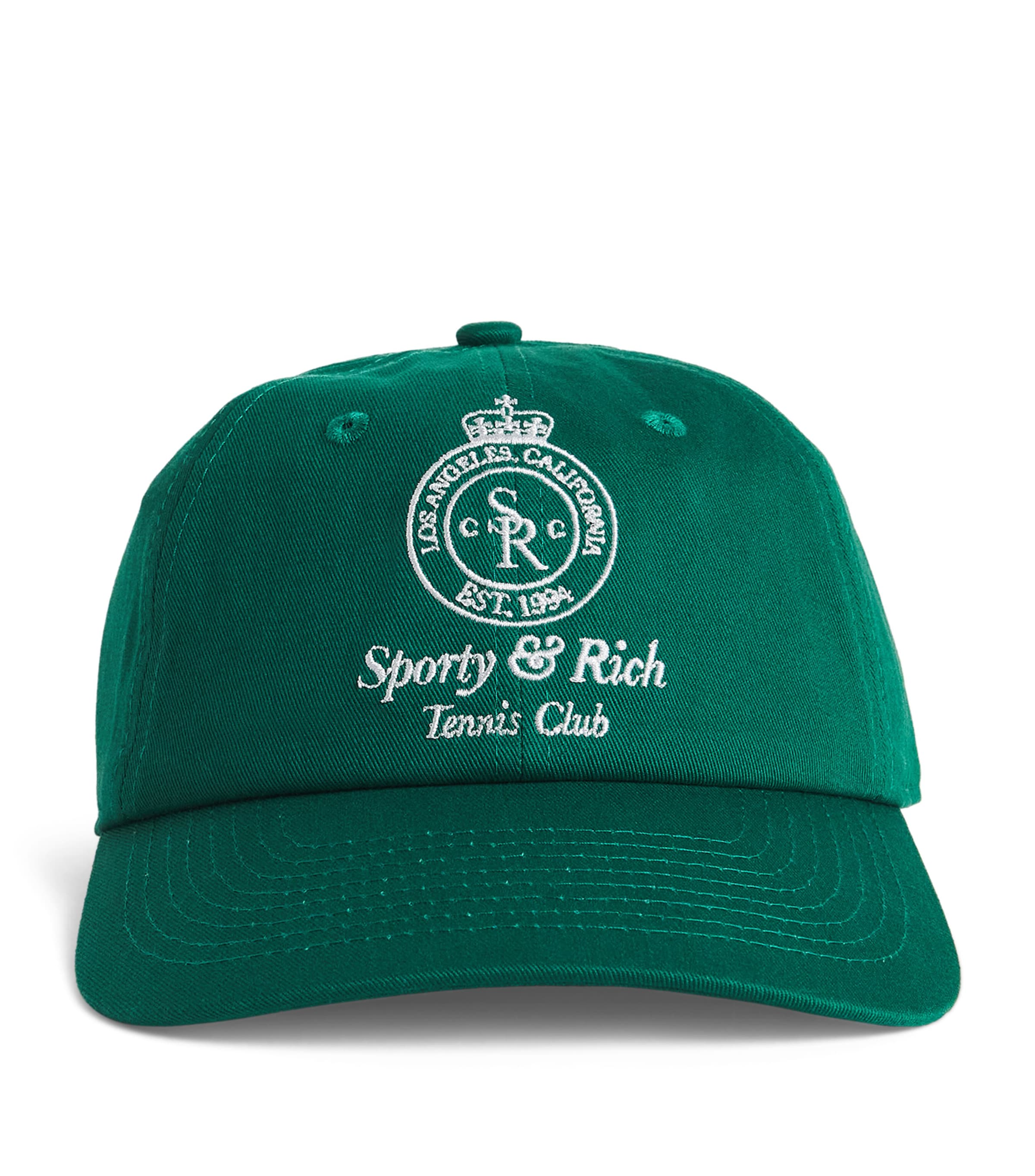 Green Cotton Embroidered Baseball Cap