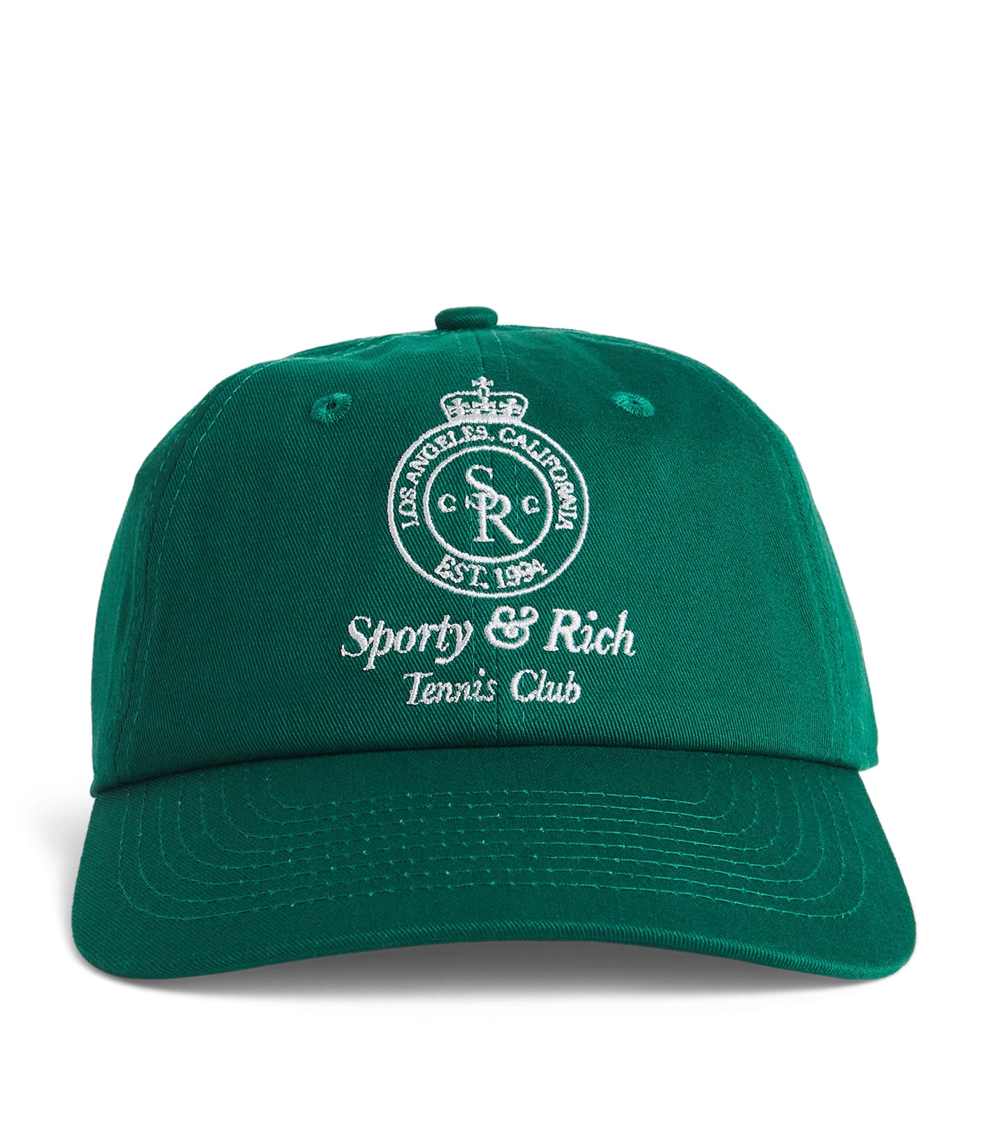 Green Cotton Embroidered Baseball Cap