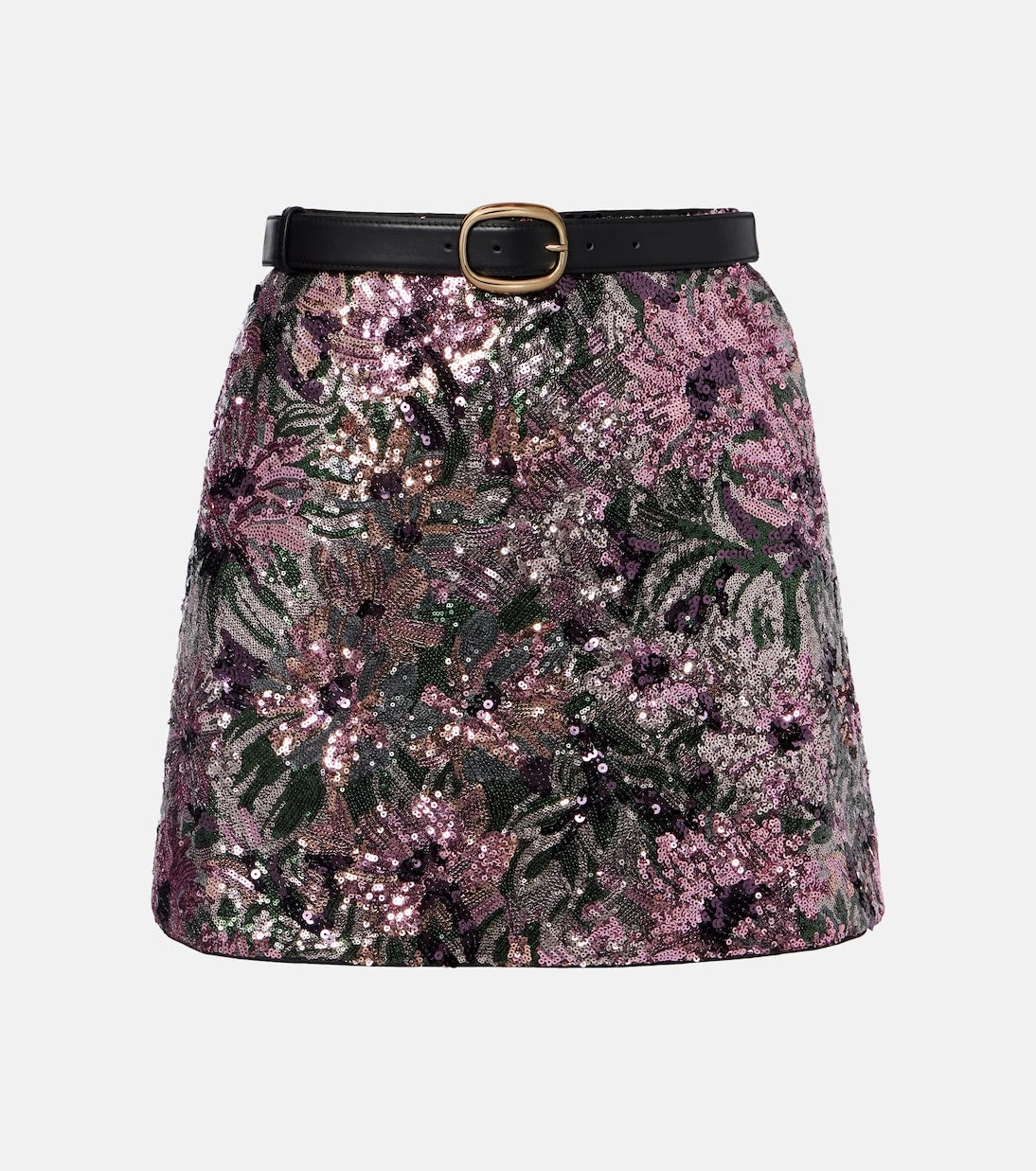 Self-Portrait - Floral sequined miniskirt