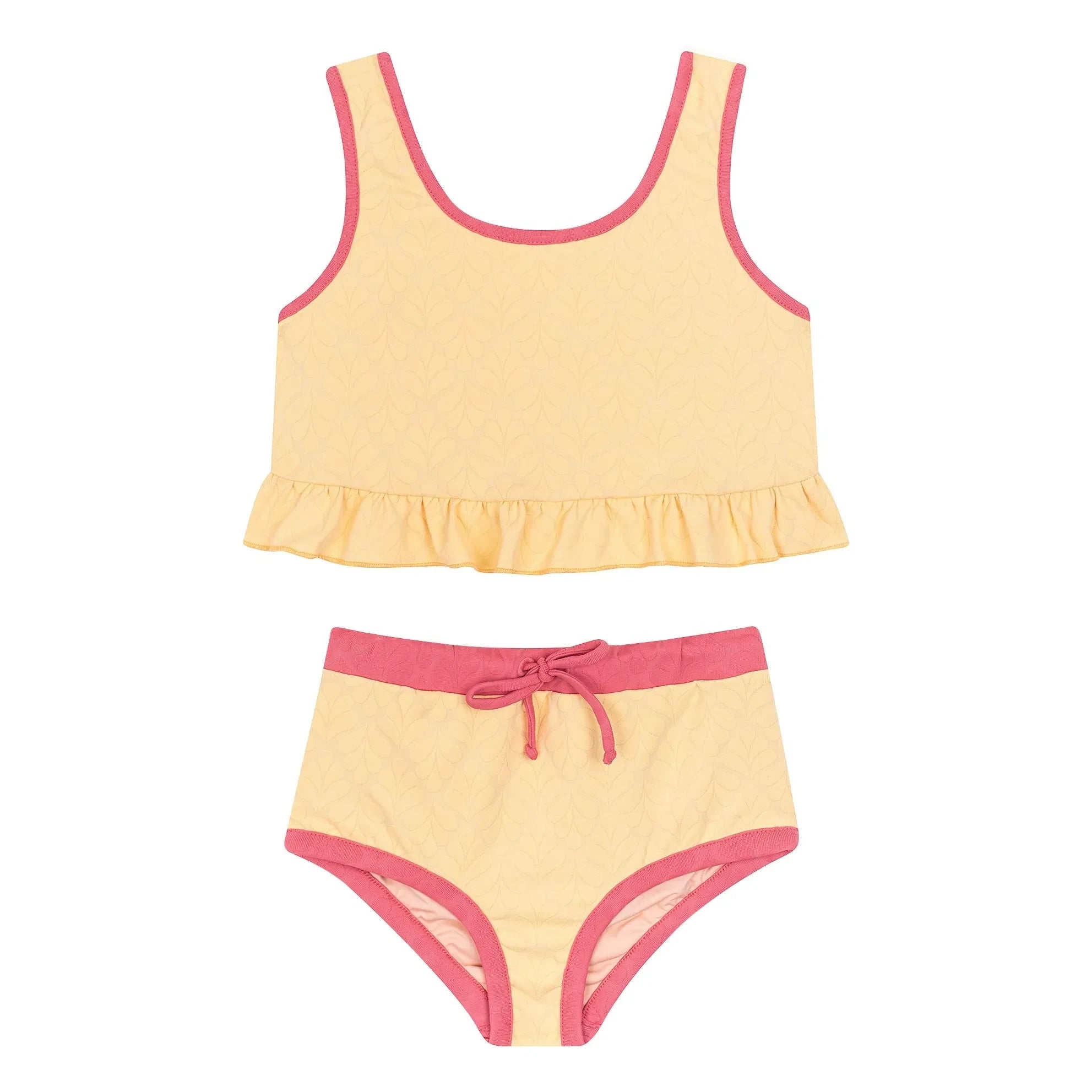 My First Cantê - Mila Feuilles Texturé Ruffle Swimsuit | Pale yellow