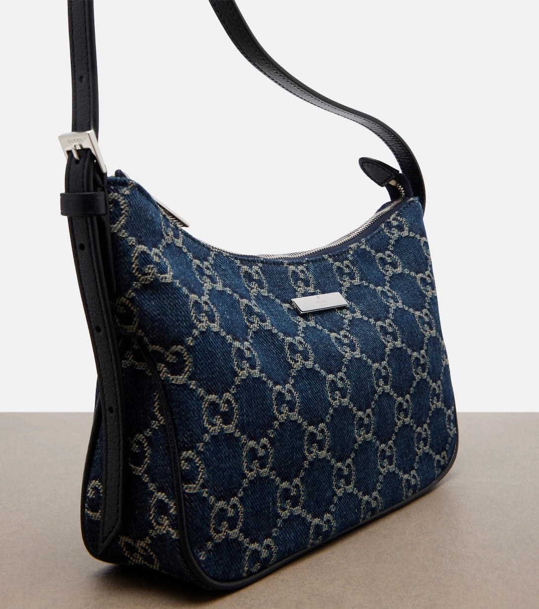 Gucci - Lady Lunetta GG Small denim shoulder bag