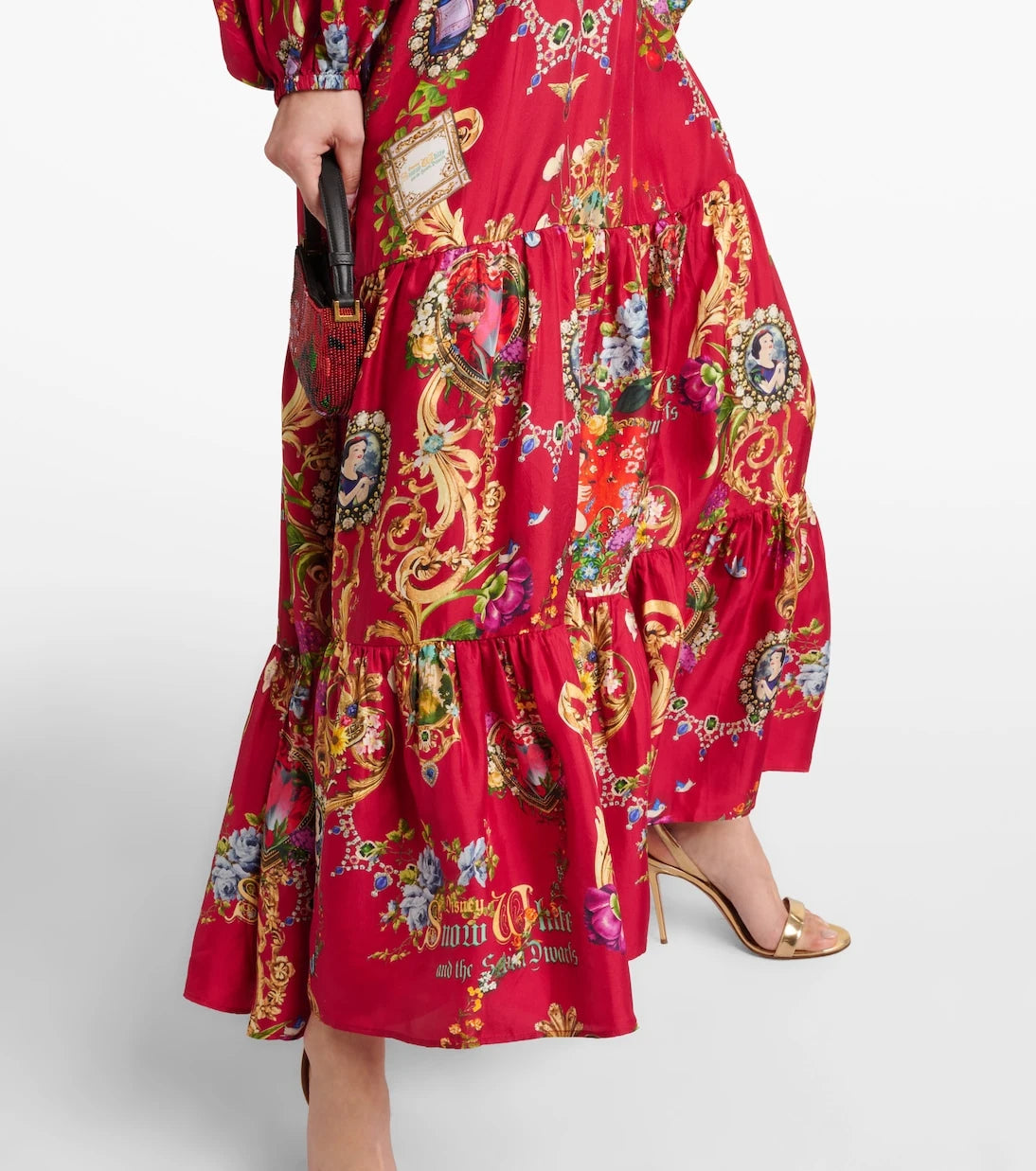 Camilla - Printed high-rise tiered silk maxi skirt