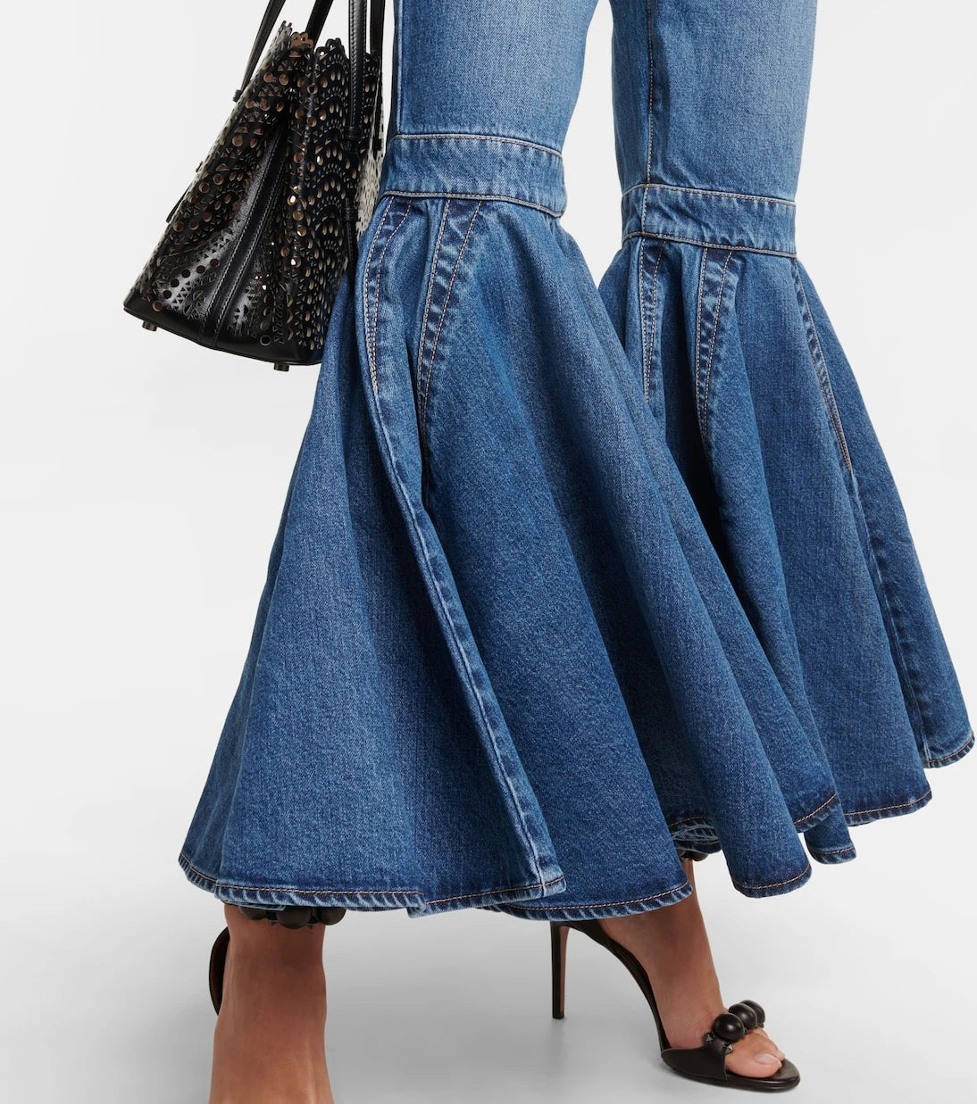 Alaïa - جينز كريبينول الواسع بقصة عالية