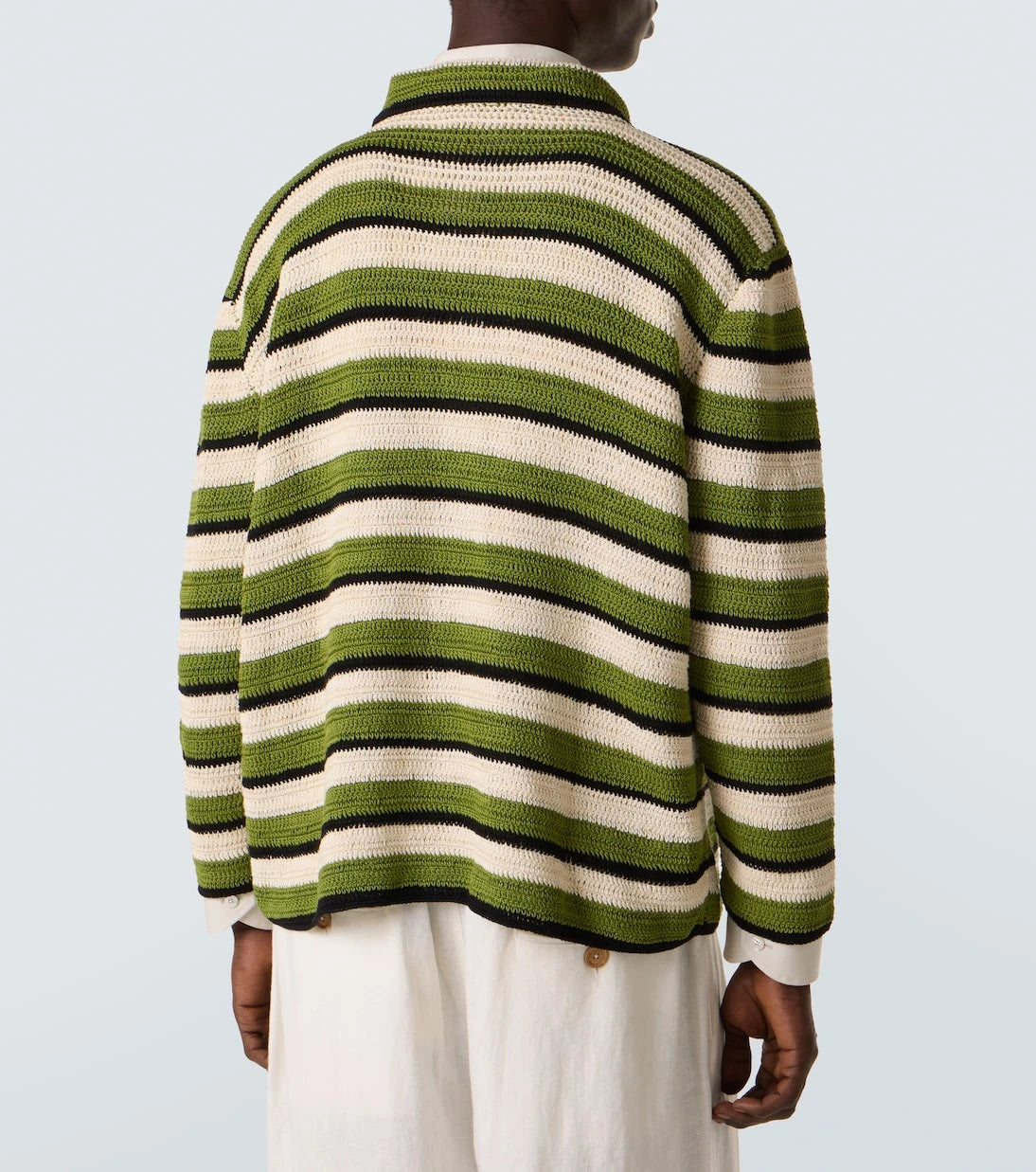 Bode - Weedy striped crochet cotton shirt