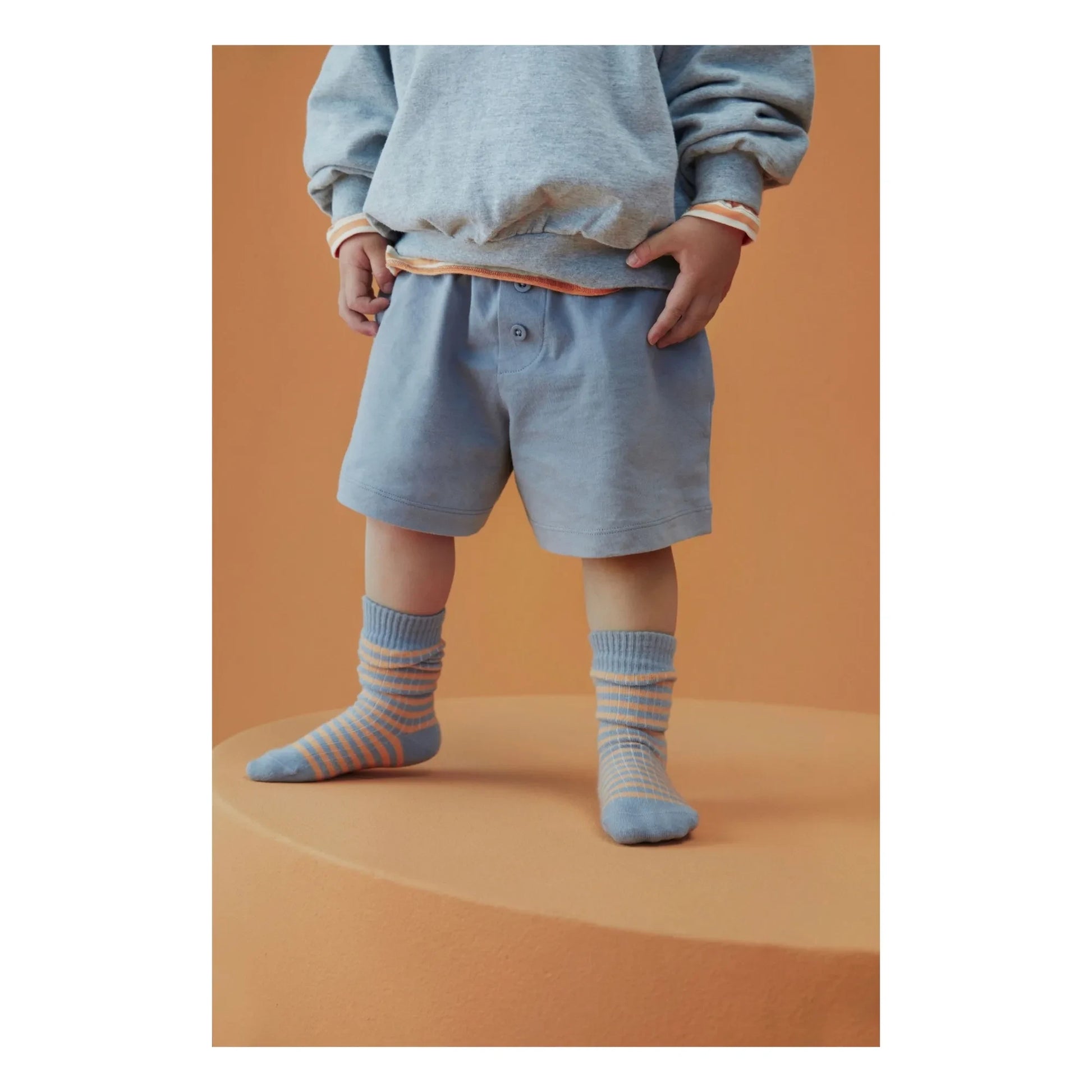 Gray Label - Striped Organic Cotton Top Socks | Apricot