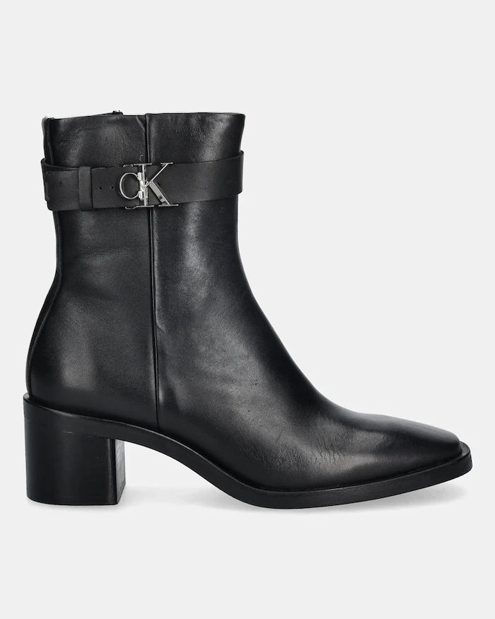 Calvin Klein BLOCK HEEL BOOT W/ METAL LOGO Deri Bot