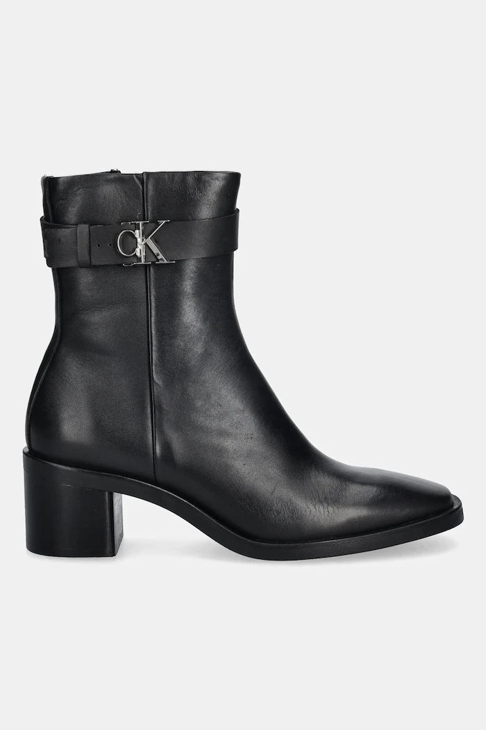 Calvin Klein BLOCK HEEL BOOT W/ METAL LOGO Deri Bot
