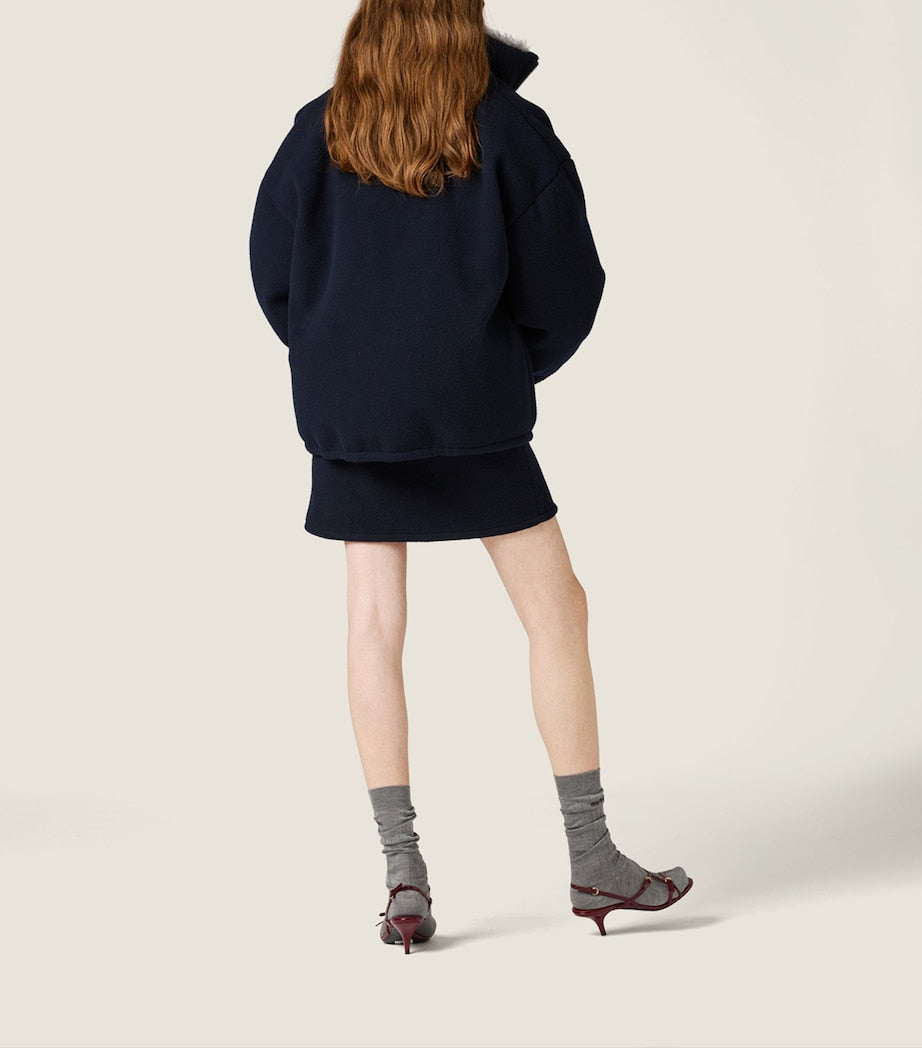 Blue Fleece Cropped Jacket