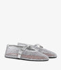 Silver Leather Mesh Ballet Flats