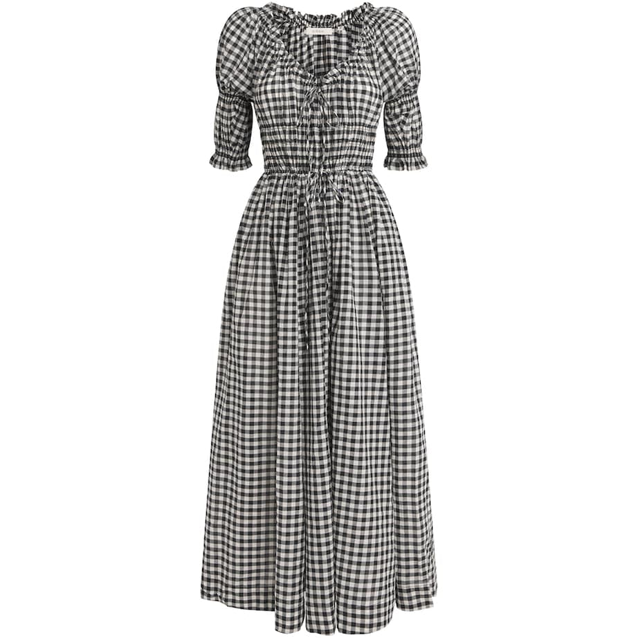 DÔEN Multi Organic Cotton Gingham Ischia Midi Dress