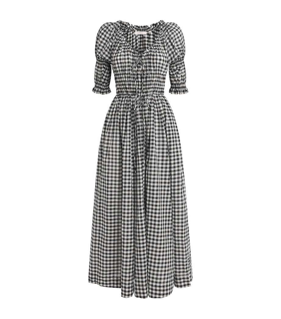 DÔEN Multi Organic Cotton Gingham Ischia Midi Dress