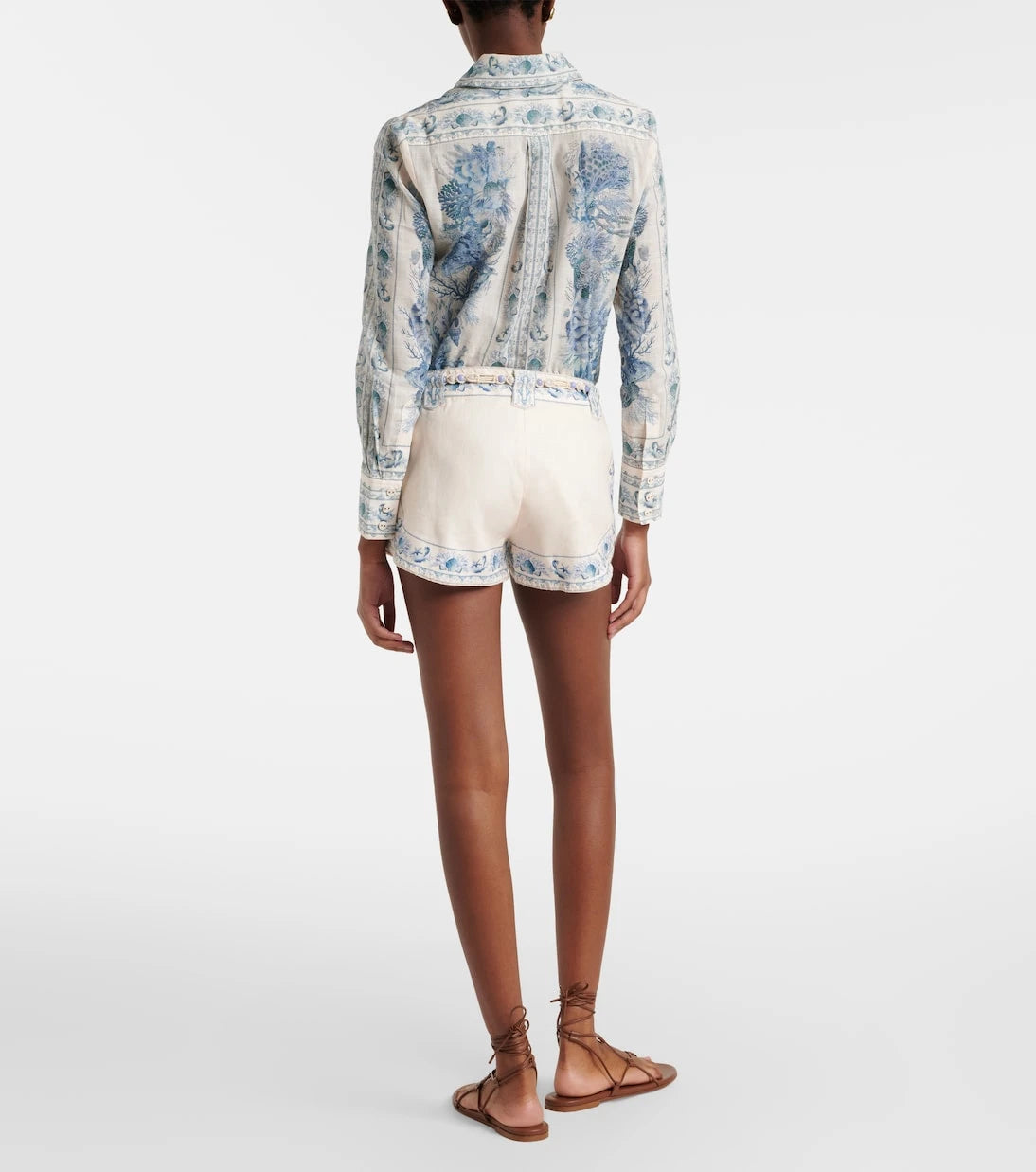 Zimmermann - Wanderlust belted floral linen shorts