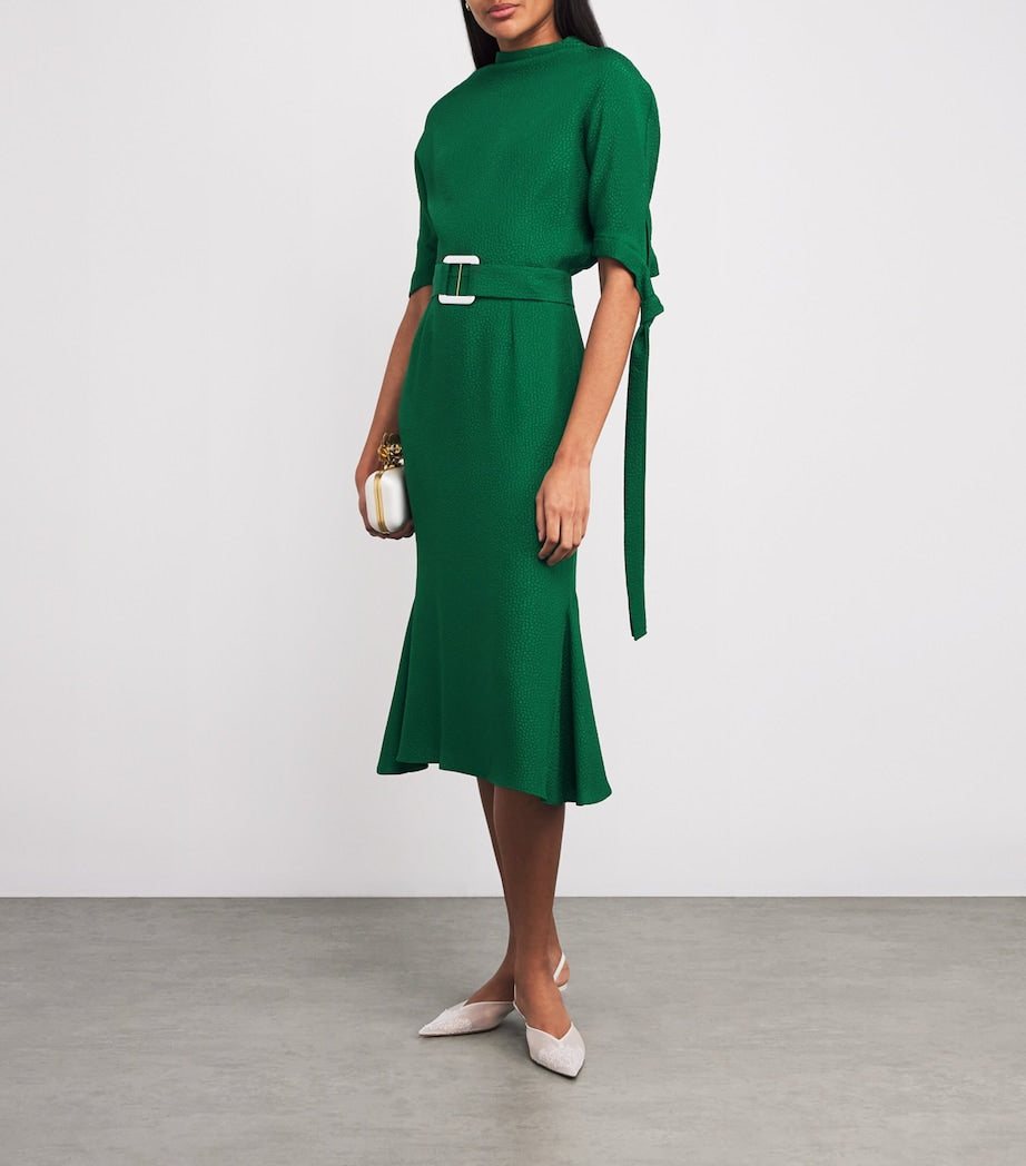 Green Bubble Jacquard Pedernal Midi Dress